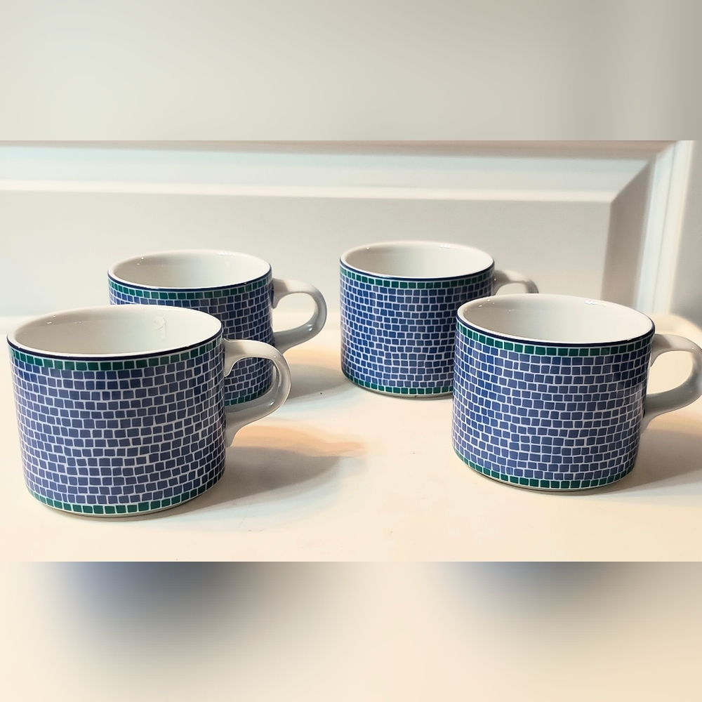 Vtg. Dansk Mosaic Tile Pattern Mugs Set of 4 MCM